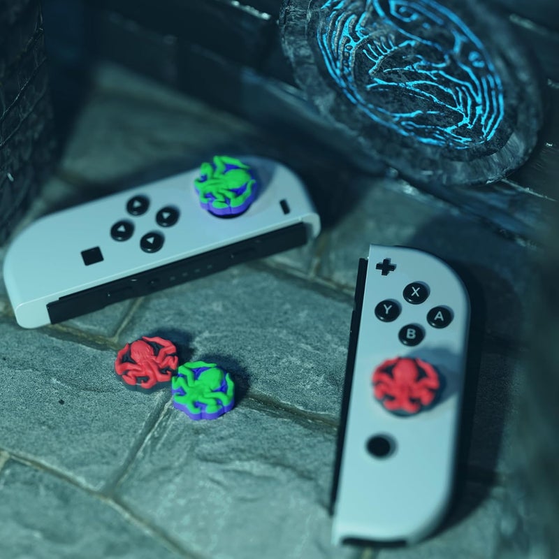 playvital Halloween Joystick Caps for Nintendo Switch, Thumbstick Caps for Switch Lite, Analog Cover for Switch OLED Joycon Thumb Grip Caps for Switch & Switch Lite & Switch OLED - Cthulhu The Octopus - Image 2